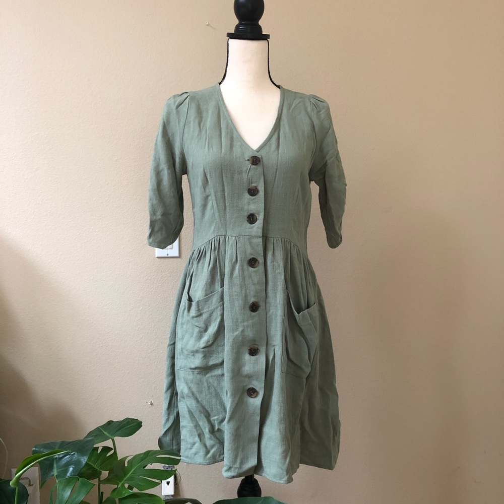 Olive cotton dress